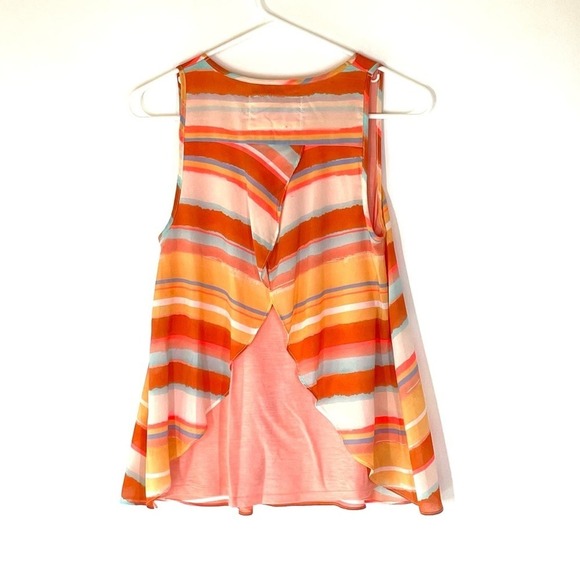 Anthropologie Meadow Rue Orange Striped Open Back Tank Size XS - Picture 7 of 9